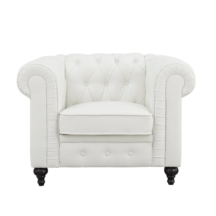 Everett Chesterfield 3-Piece Sectional Sofa Set - Rolled Arms & Button Tufted Cushions (Available in Multiple Variations)