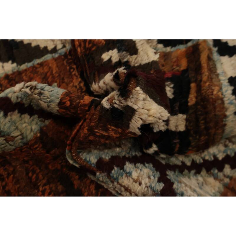 Hand Knotted Oriental 100% Wool Carpet Modern Tribal Oranges & Rust Moroccan Area Rug - 9' 7'' X 6' 10''