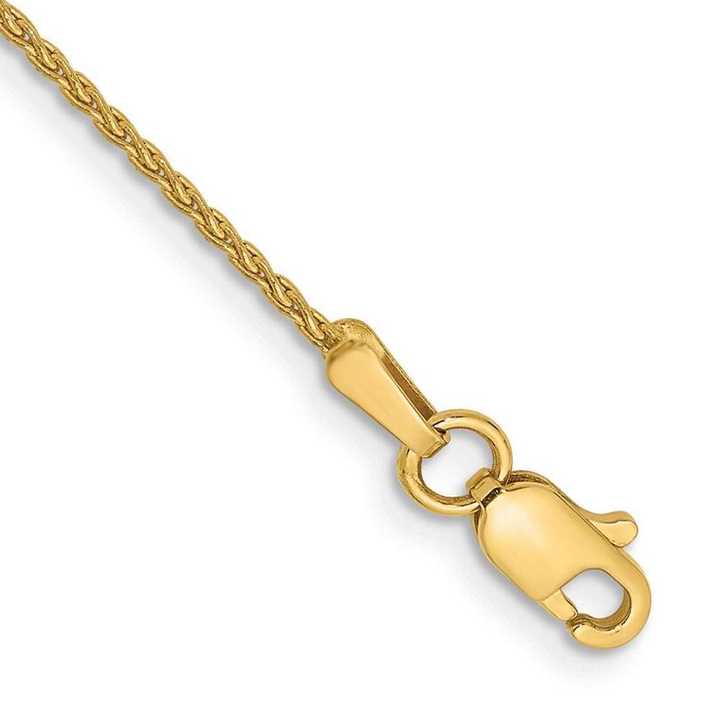 Curata 10k Yellow Gold 1.2mm 7" Parisian Wheat Chain Bracelet
