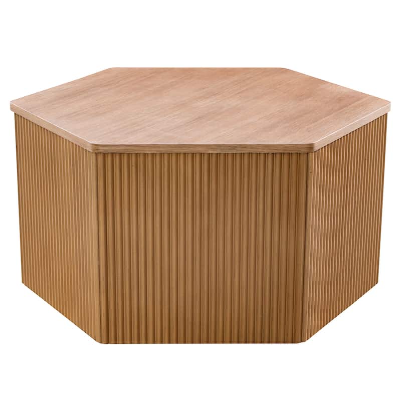 INK+IVY Honey Natural Fluted Hexagon Coffee Table
