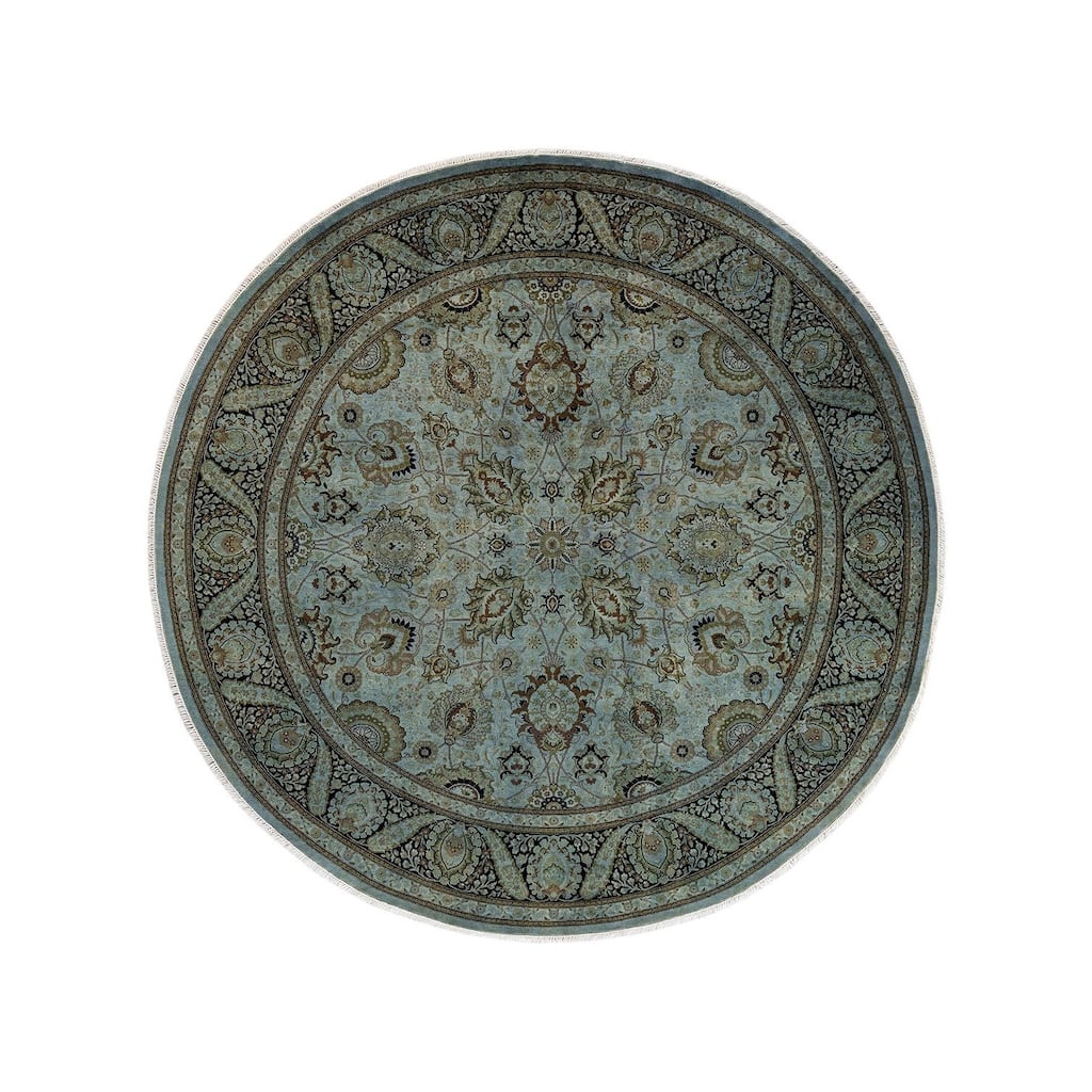 Overton Hand Knotted Wool Vintage Inspired Modern Contemporary Overdyed Gray Square Area Rug - 9' 1" x 9' 1"