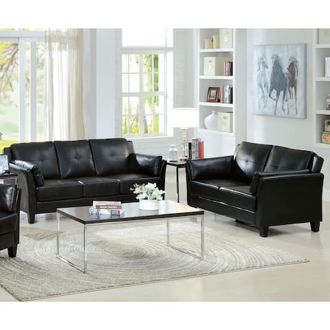Furniture of America Pierson Faux Leather Sofa and Loveseat Set