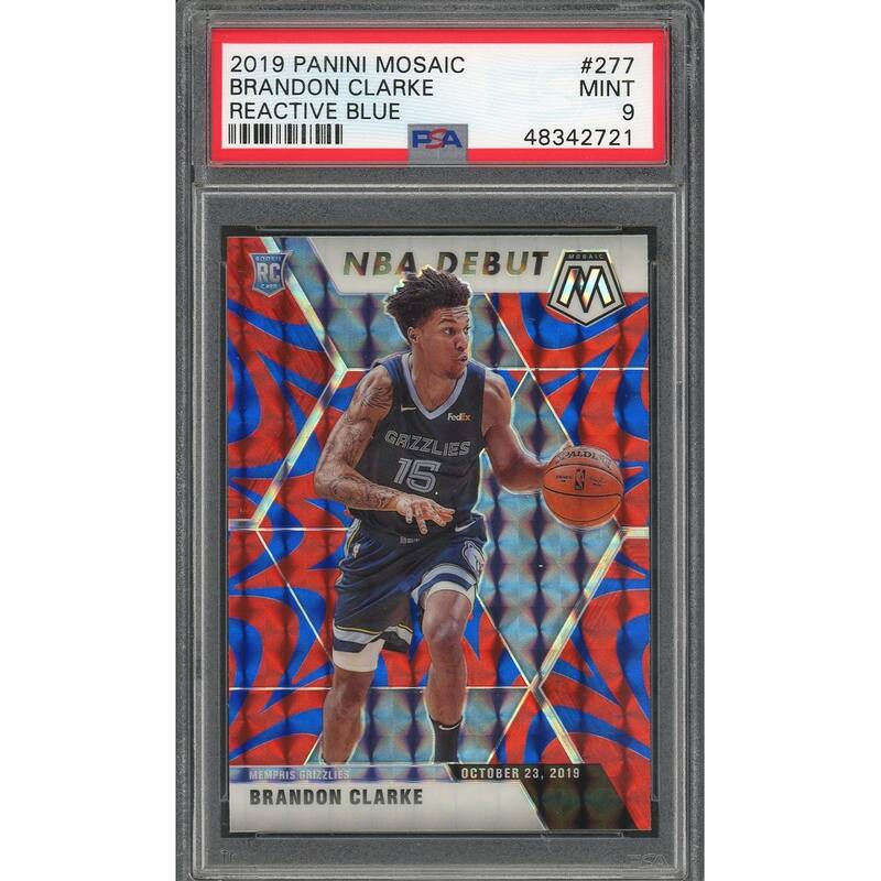 Brandon Clarke Memphis Grizzles 2019 Panini Mosaic Reative Blue Prizm Basketball Rookie Card RC #277 Graded PSA 9 MINT