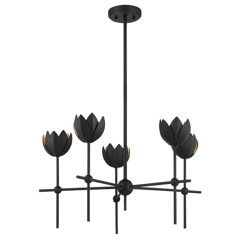 Bellevue SHCH60472 5 Light 26" Wide Chandelier with Floral Shades