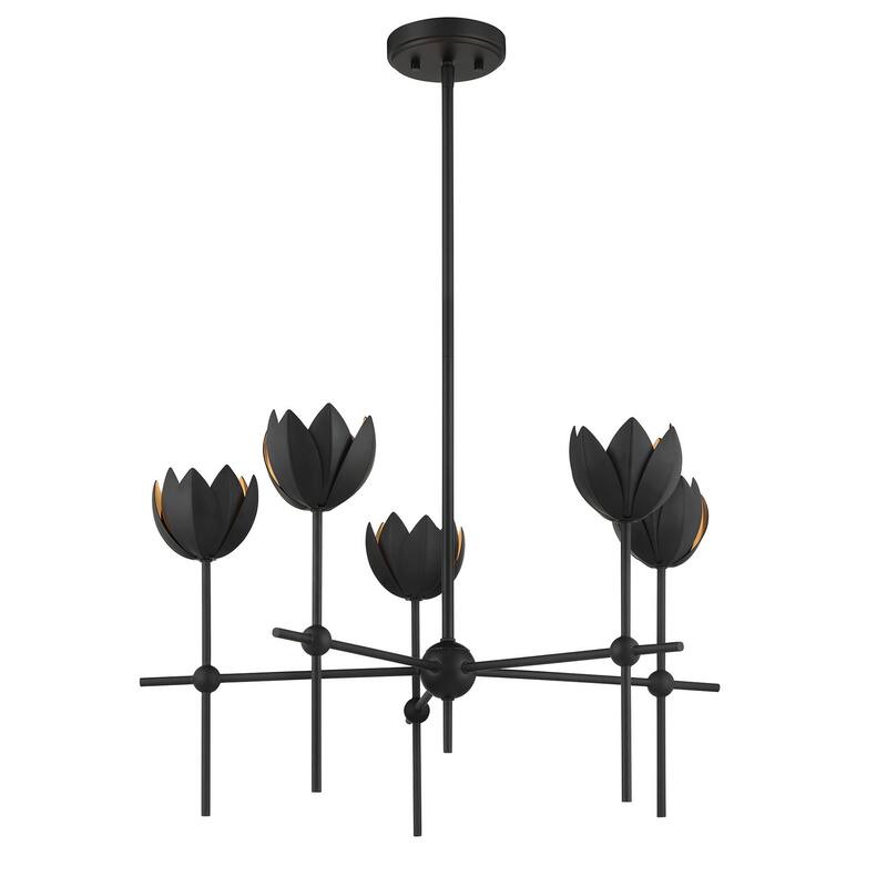 Bellevue SHCH60472 5 Light 26" Wide Chandelier with Floral Shades