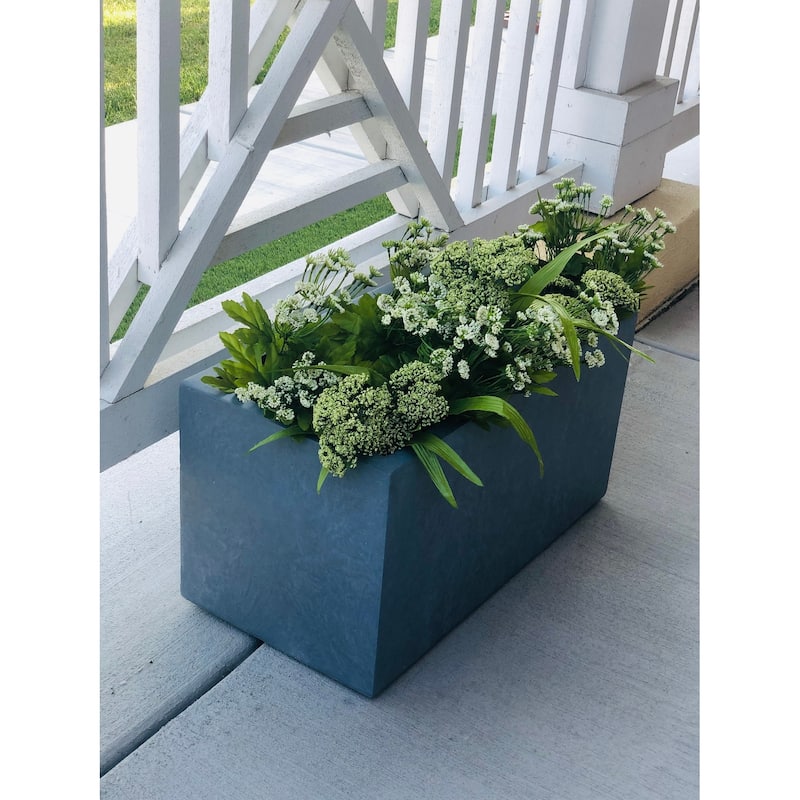 Durx-litecrete Lightweight Concrete Modern Long Cement Color Low Planter-Small - 23.2'x11.8'x12'