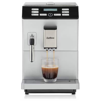 20-Cup 19-Bar Silver Fully-Automatic Espresso Machine with Milk Frother, Built in Grinder