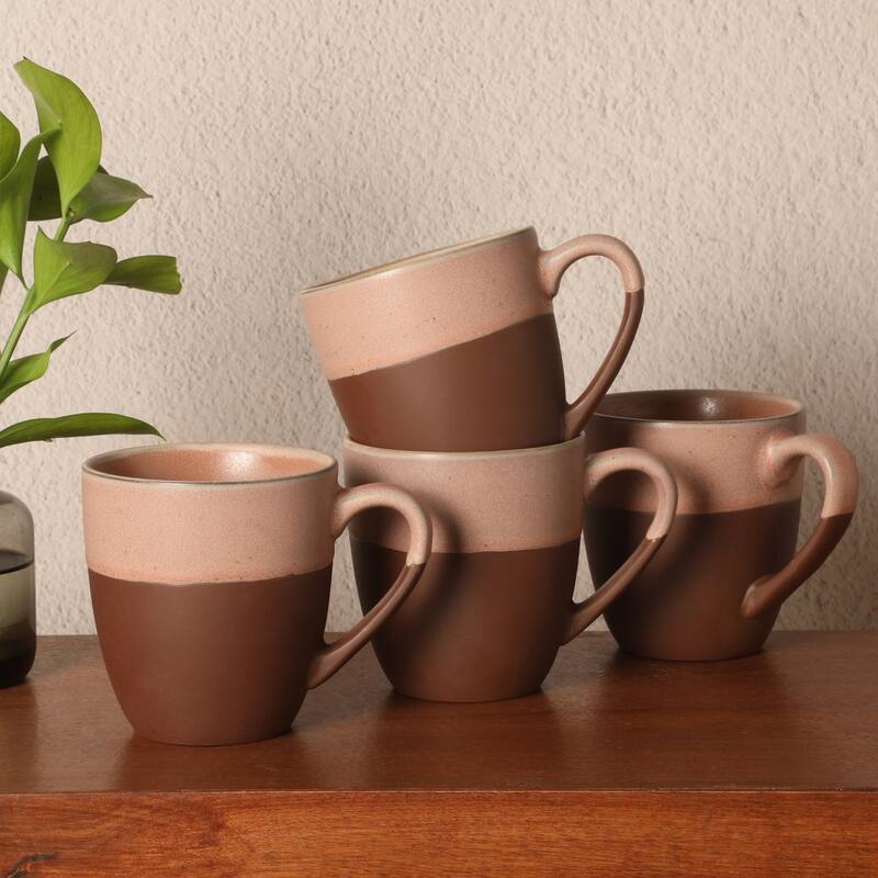 Gibson Elite William Crest 4 Piece Coffee Mug Set, 15oz Stoneware Cups, Reactive Glaze Finish, Round Large Coffee Mugs