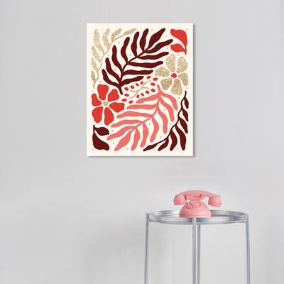 Wynwood Studio Canvas Floral and Botanical Plain Vine with Glitter Gold Glam Wall Art Canvas Print
