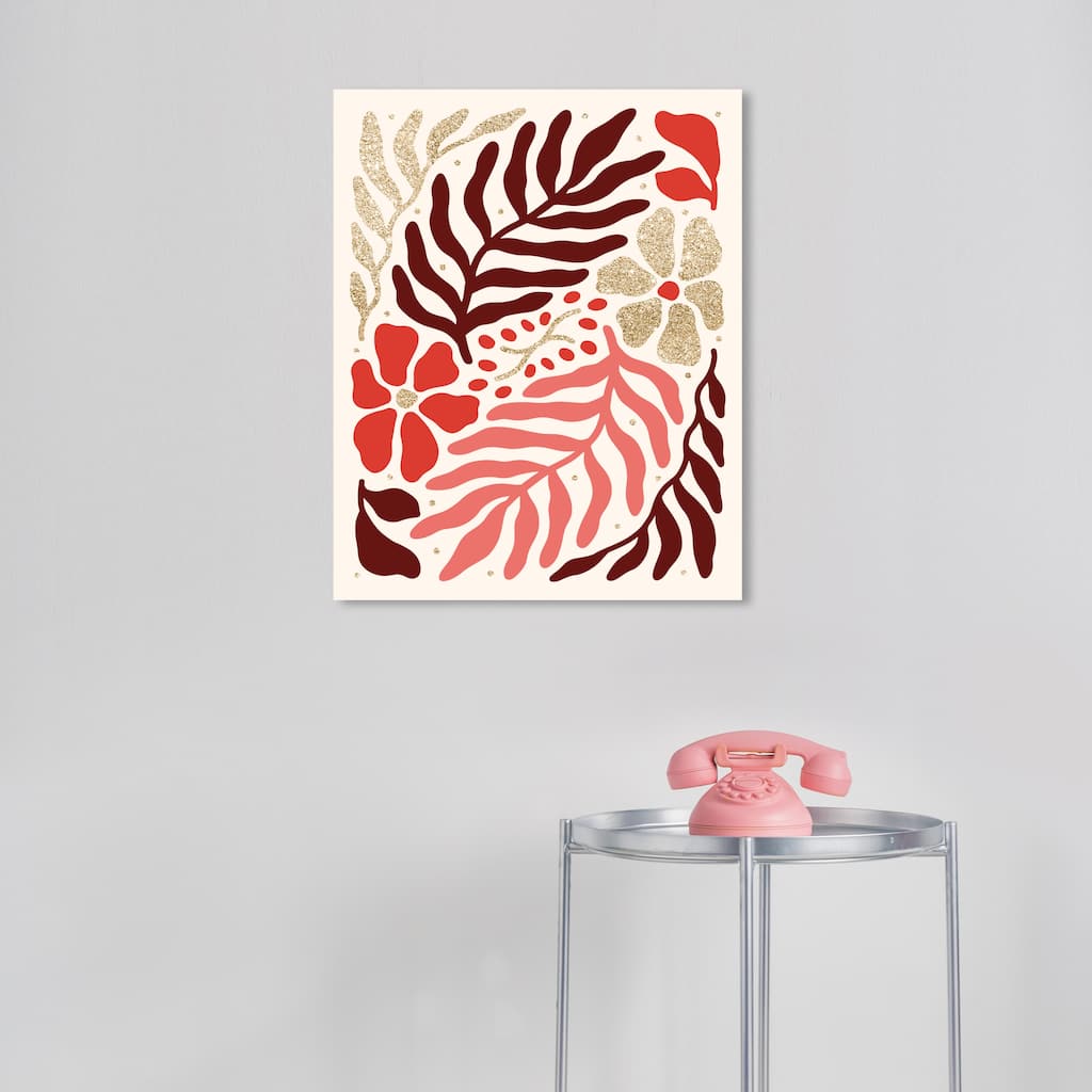 Wynwood Studio Canvas Floral and Botanical Plain Vine with Glitter Gold Glam Wall Art Canvas Print