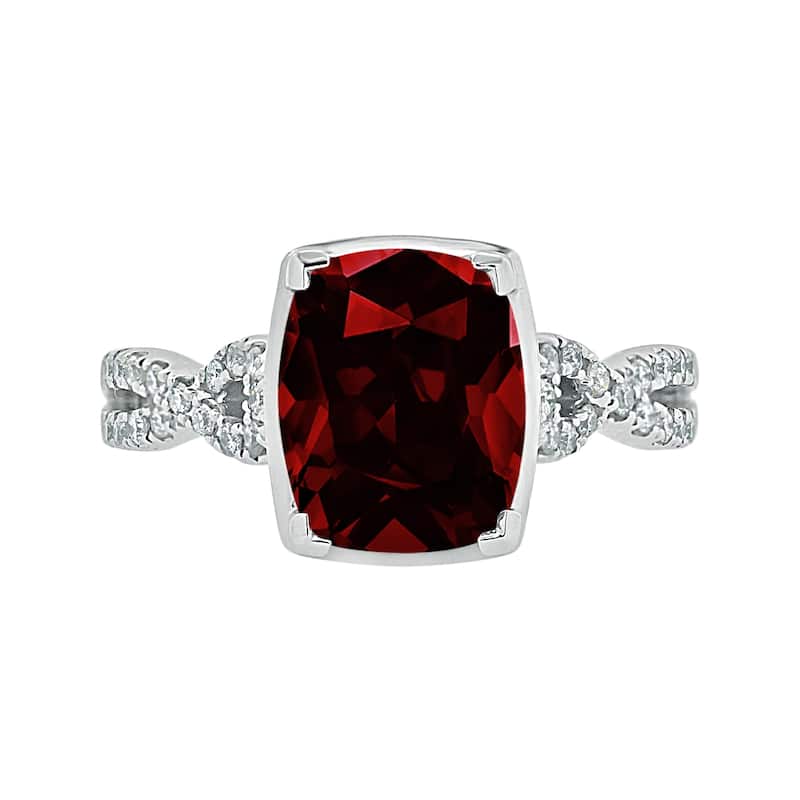 Auriya 3 9/10ct Cushion-cut Garnet Diamond Engagement Ring 1/5ctw 14k Gold