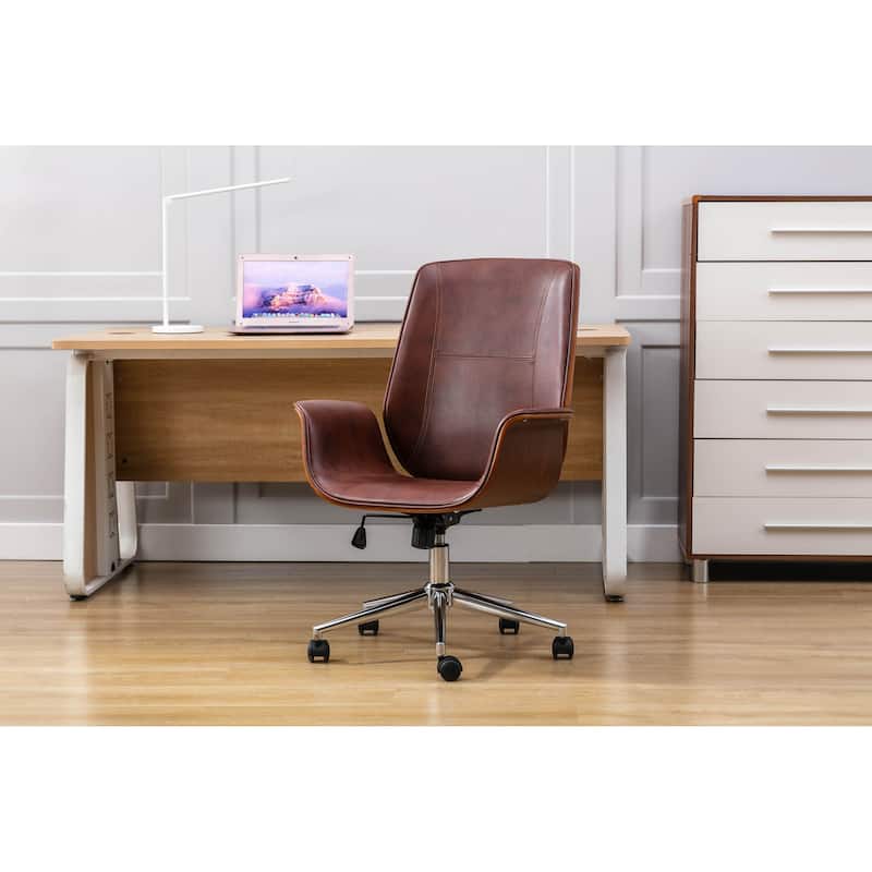 Porthos Home Nole Office Chair, PU Leather, Height Adjustable Seat