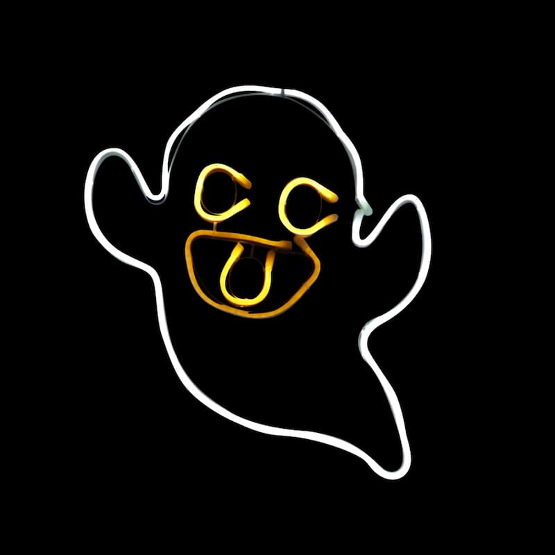Neon Tube LED Ghost with Flashing Mouth Hanging Decor