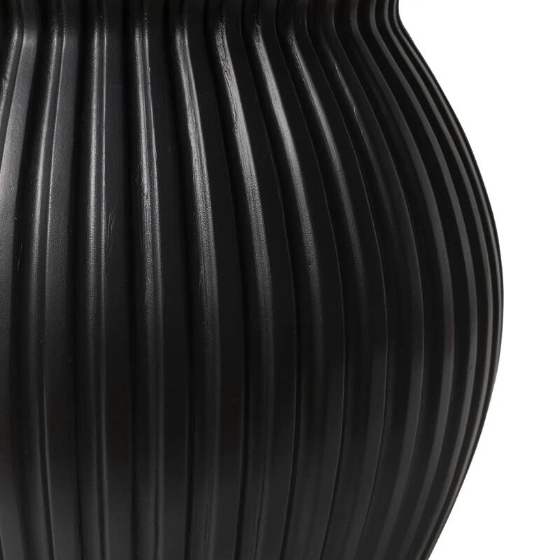 Mander Fiberstone Side Table - Ribbed Hourglass End Accent Table for Indoor or Outdoor Use