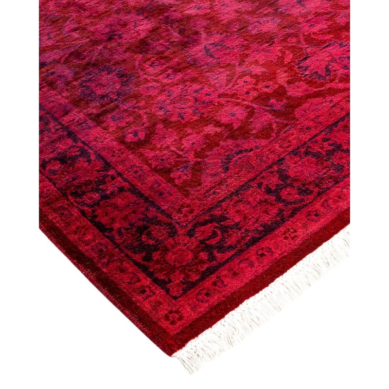 Overton Hand Knotted Wool Vintage Inspired Modern Contemporary Overdyed Pink Area Rug - 3' 1" x 5' 2"
