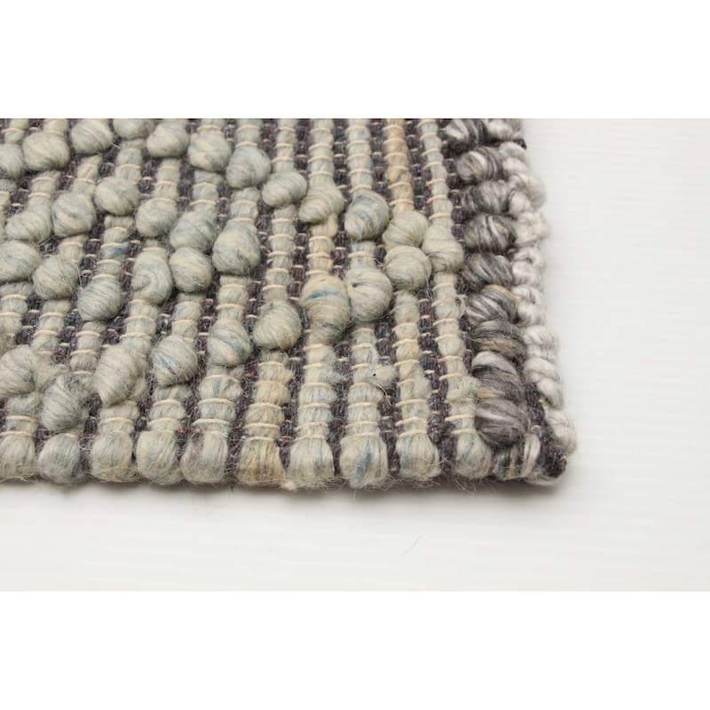 ECARPETGALLERY Braid weave Sienna Grey Wool Rug - 5'2 x 8'0