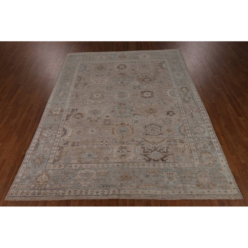 Oushak Turkish Area Rug Vegetable Dye Hand-Knotted Floral Wool Carpet - 8'1"x 10'1"