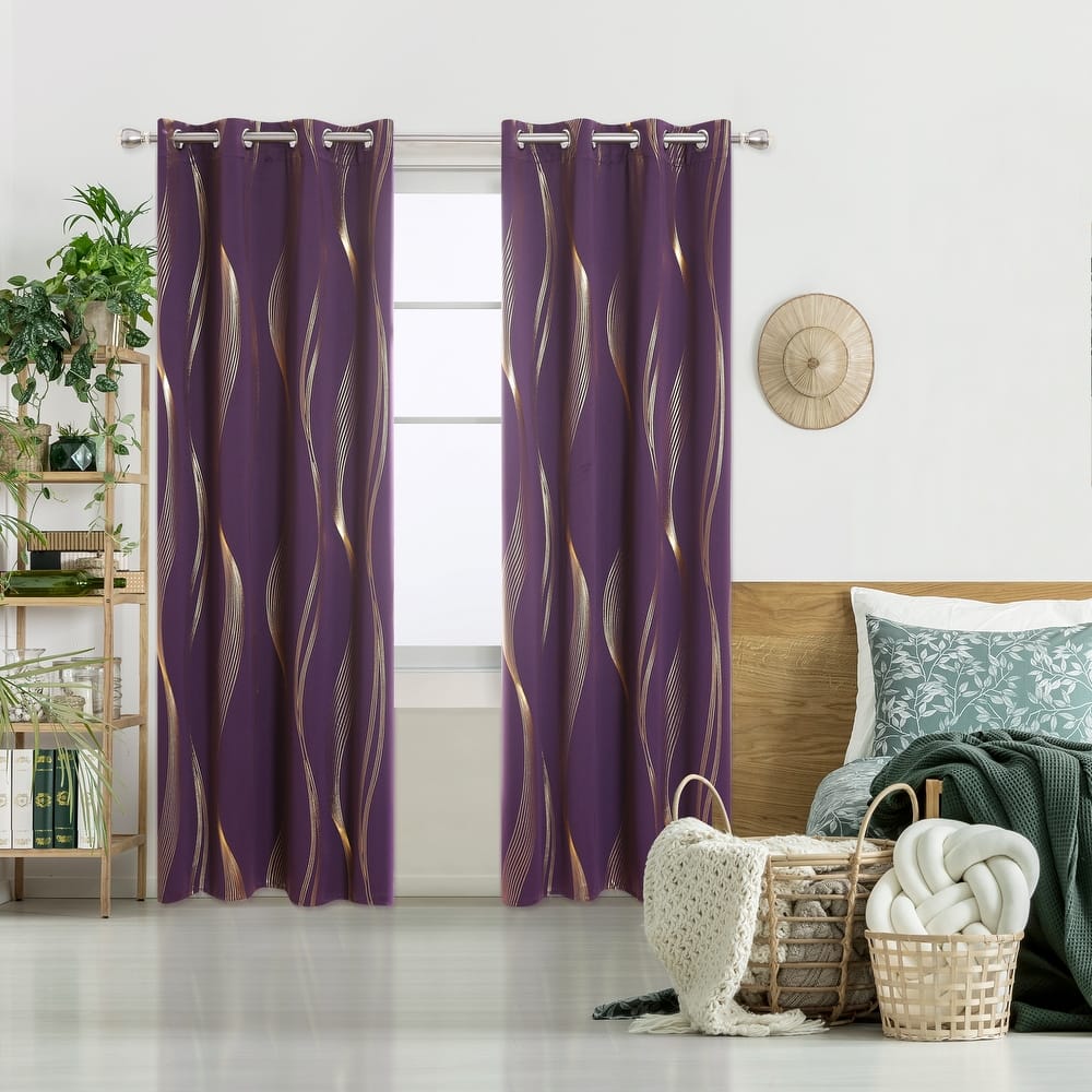 Deconovo Gold Wave 52 Width Curtain (2 Panel)