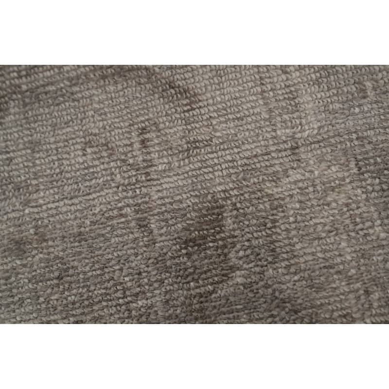 Hand-knotted Transitional Silk Carpet Brown Oushak Rug Geometric Oriental Area Rug - 9' 10'' X 6' 6''