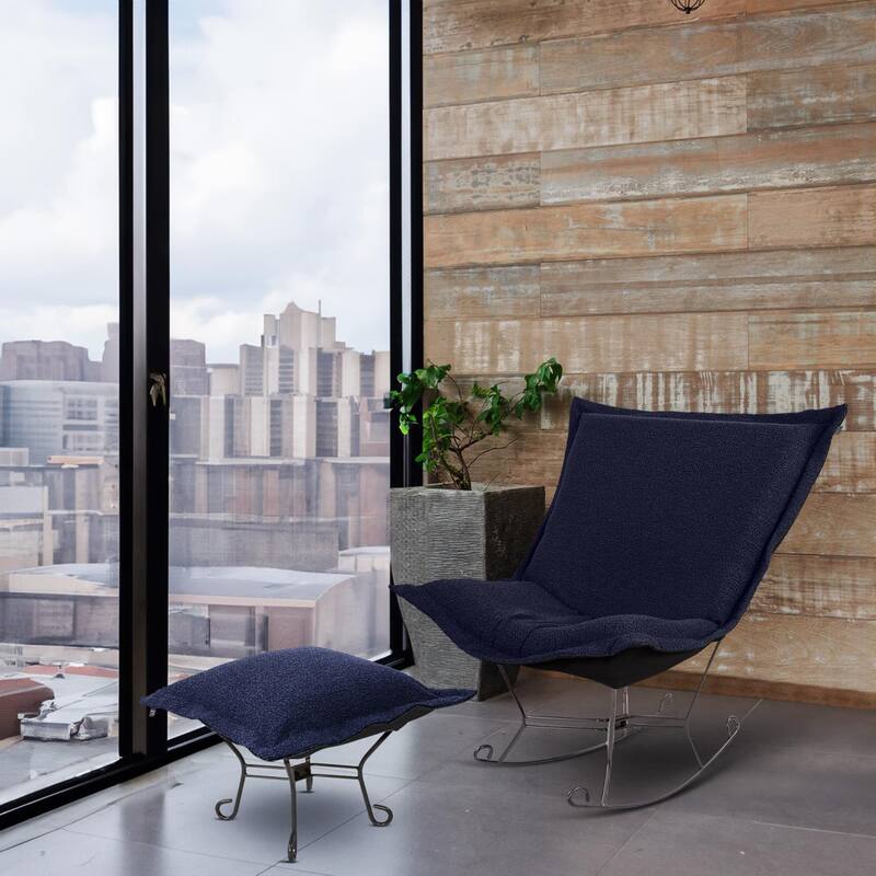 Allan Andrews Scroll Puff Rocker with Titanium Frame, Barbet Collection