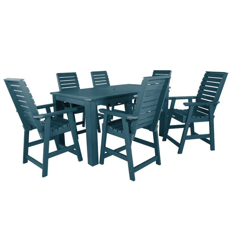 Weatherly 7-piece Outdoor Dining Set - 42" x 72" Table, Counter-height - Nantucket Blue