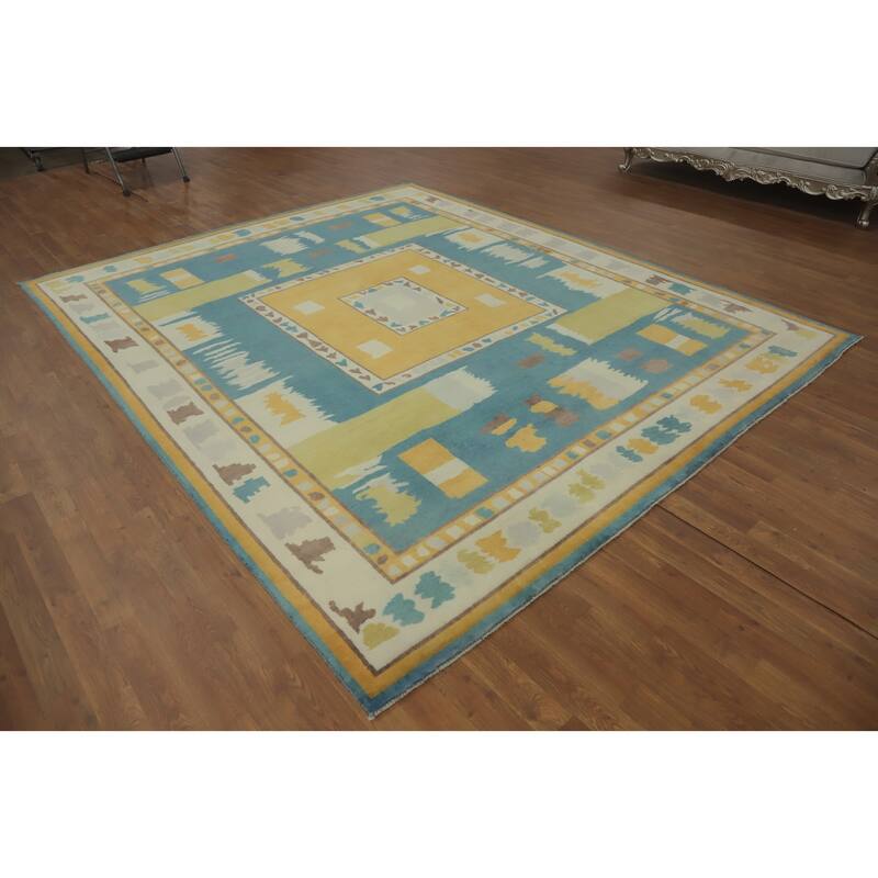 Vegetable Dye Wool Gabbeh Turkish Area Rug Handmade Wool Carpet - 9' 9'' X 8' 2''