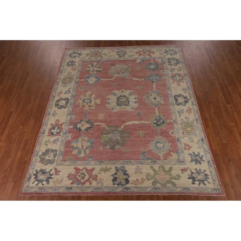 Vegetable Dye Oushak Turkish Area Rug Hand-Knotted Bedroom Wool Carpet - 8'3"x 10'0"