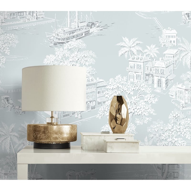 NextWall Coastline Toile Peel and Stick Wallpaper - 27 in. W x 18 ft. L