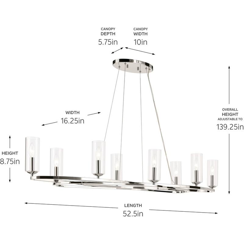 Kichler 52772 Harpin 8 Light 17" Wide Linear Chandelier