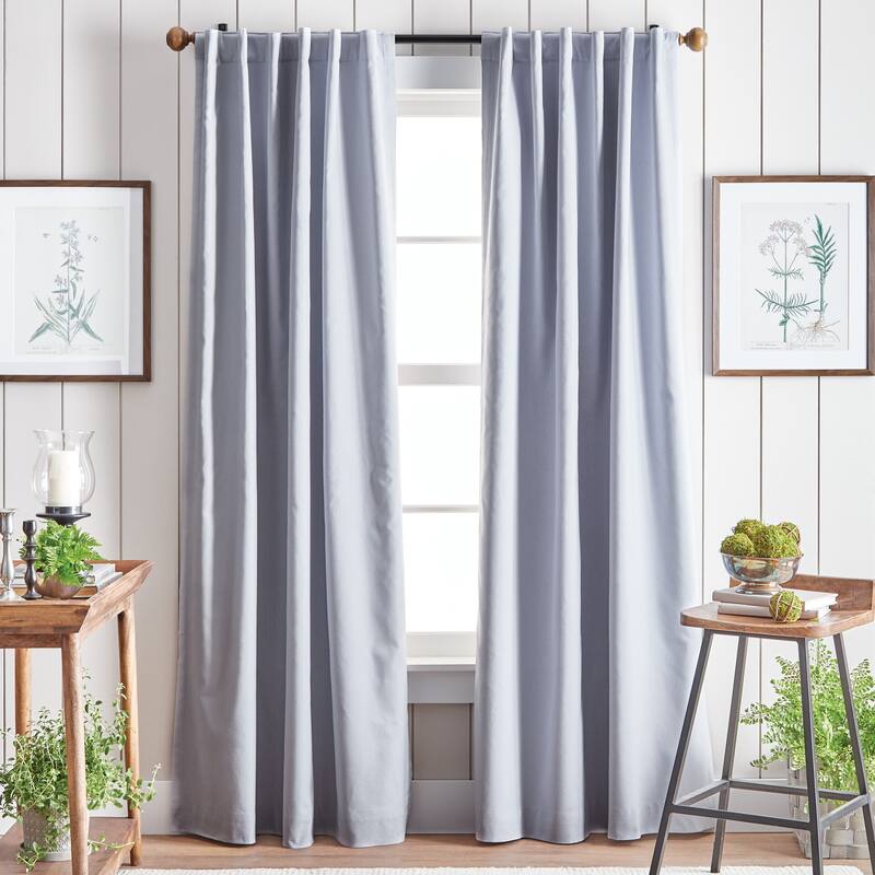 Martha Stewart Lido Linen Back Tab Curtain Panel Pair - 84-inch - Grey