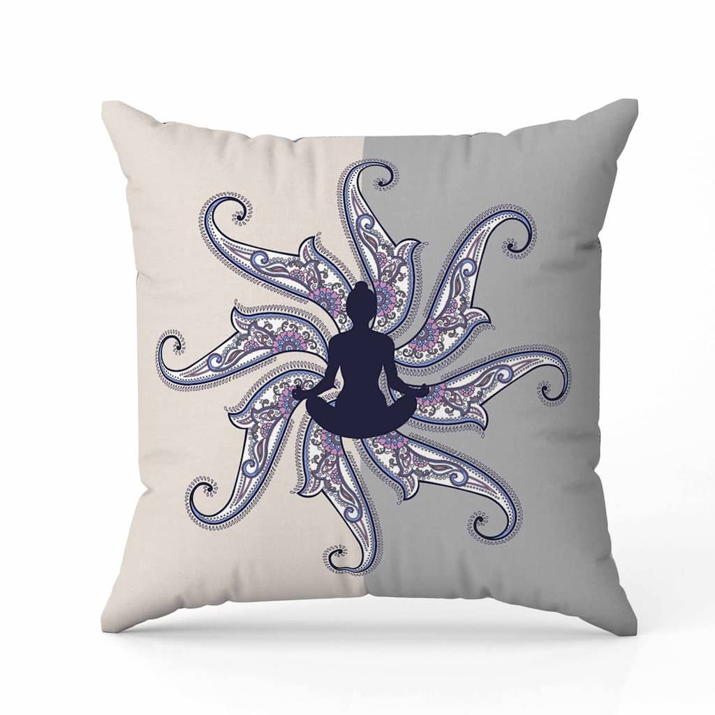 Mystic Silence Indoor/Outdoor Reversible Throw Pillow Silver and Coffee