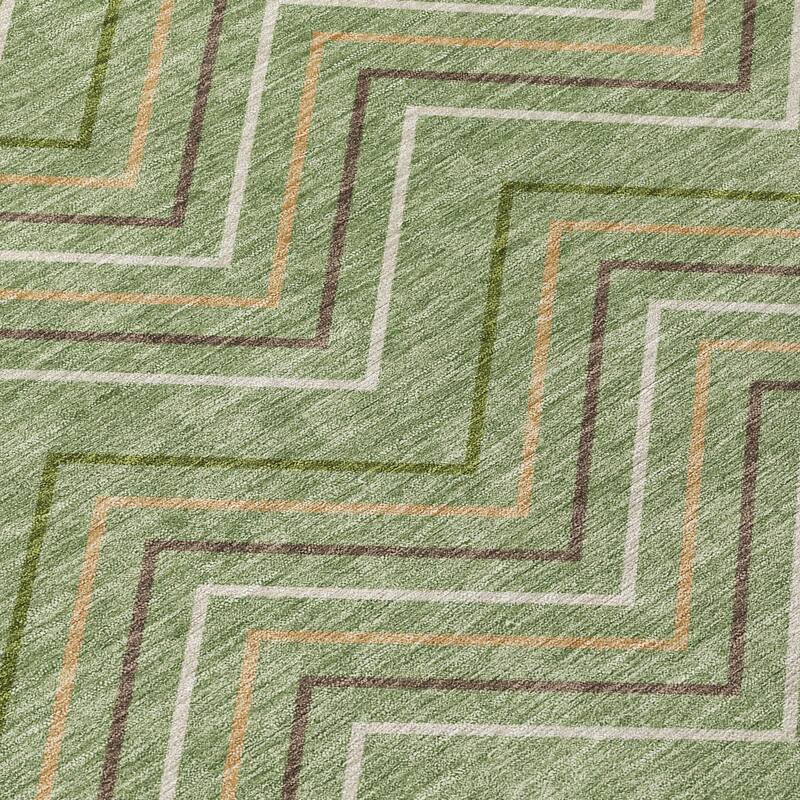 Machine Washable Indoor/ Outdoor Modern Chevron Chantille Rug