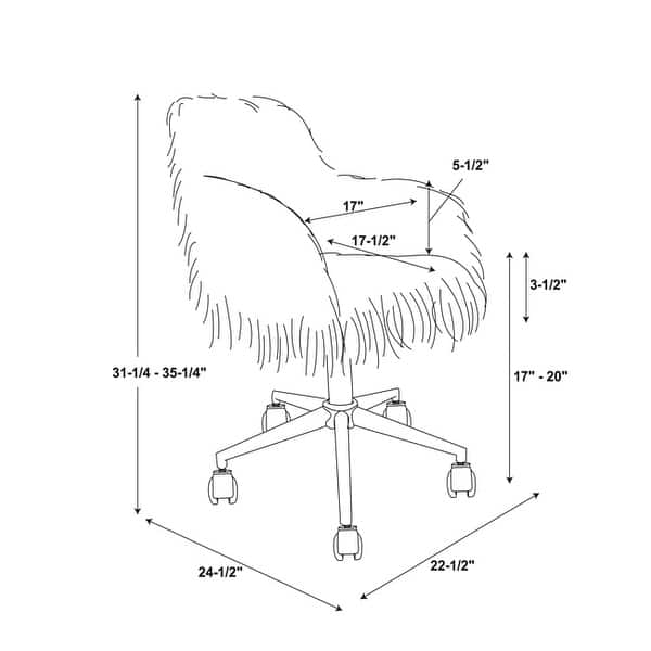 Amber Off-White Faux Fur Office Chair