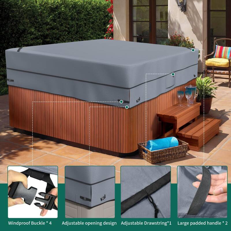 Square Hot Tub Cover SPA Covers for Hot Tub, Grey - 85"Wx85"Lx20"H