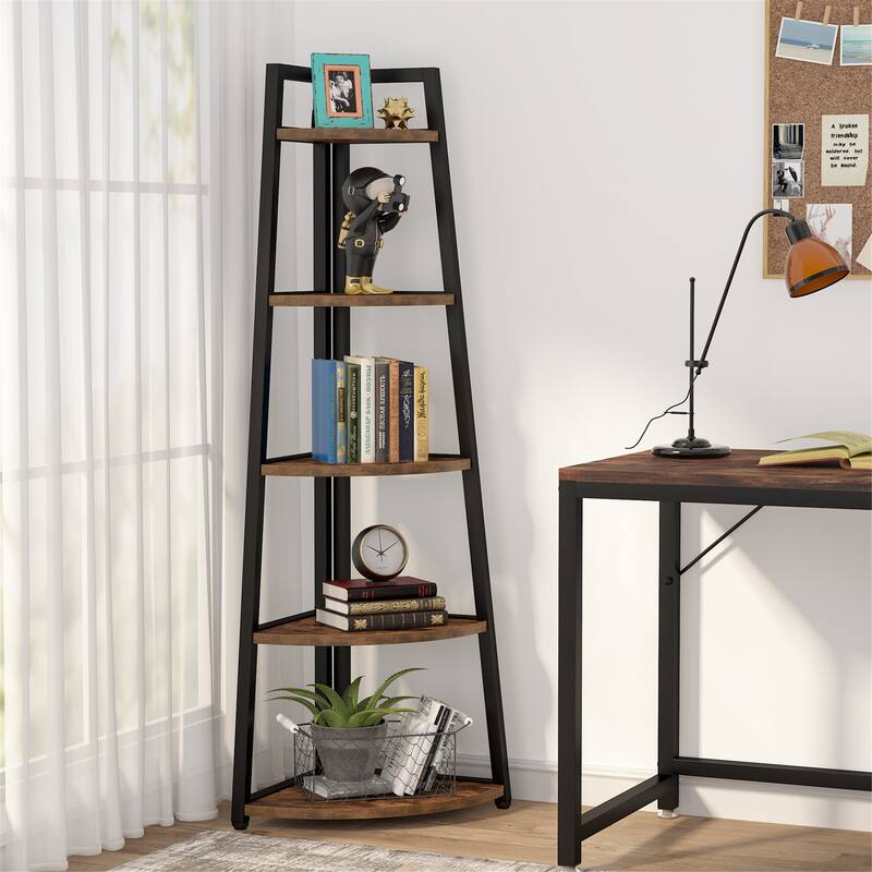 70" Tall Corner Bookcase Ladder Bookshelf, Display Shelf, Plant Stands