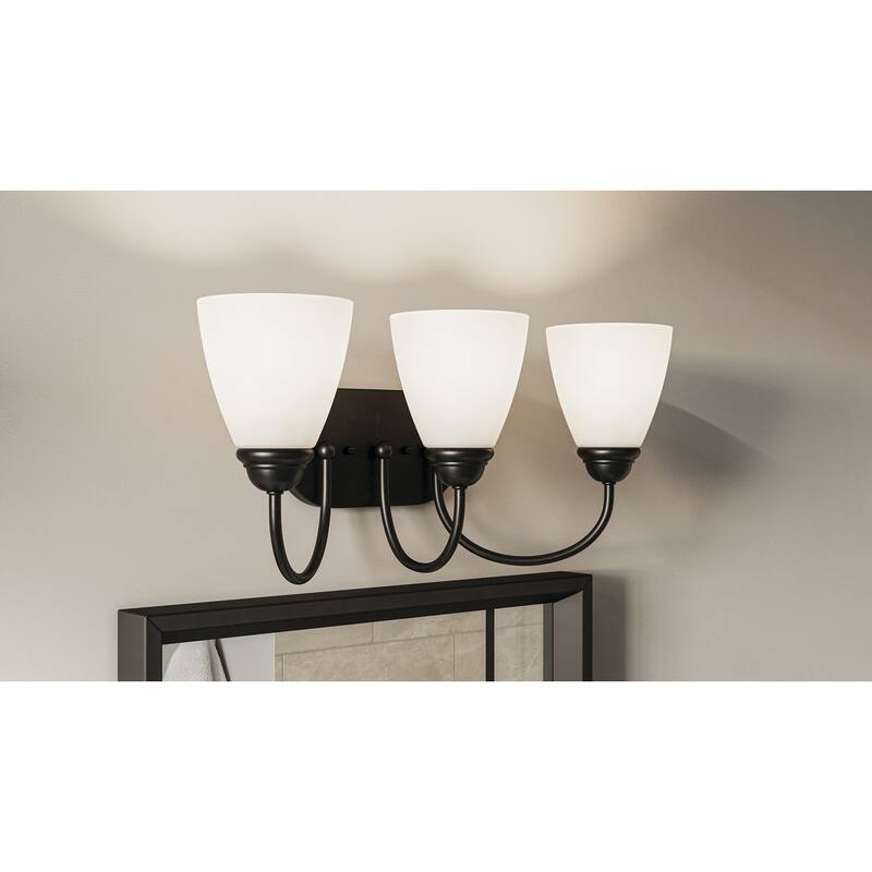 Kichler Lighting Jolie 3-Light Vanity Light with Satin Etched Glass in Black