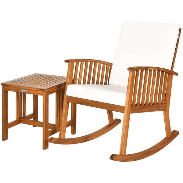 2pcs Acacia Wood Patio Rocking Chair Table Set Teak On Sale Overstock 31814885