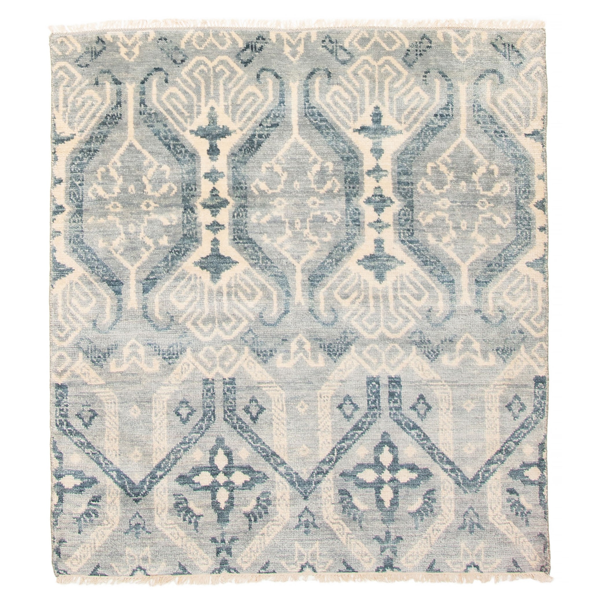 ECARPETGALLERY Hand-knotted Mystique Grey Wool Rug - 4' 9" x 5' 2"