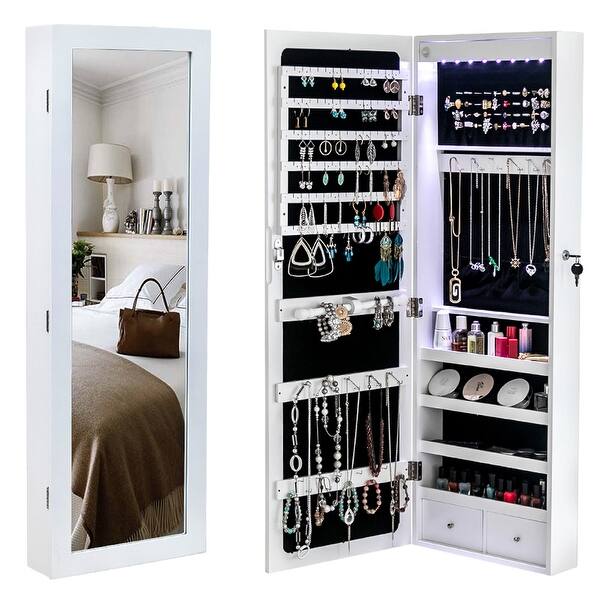 Shop 42 Wall Door Mounted Jewelry Storage Mirror Cabinet On Sale Overstock 31131127