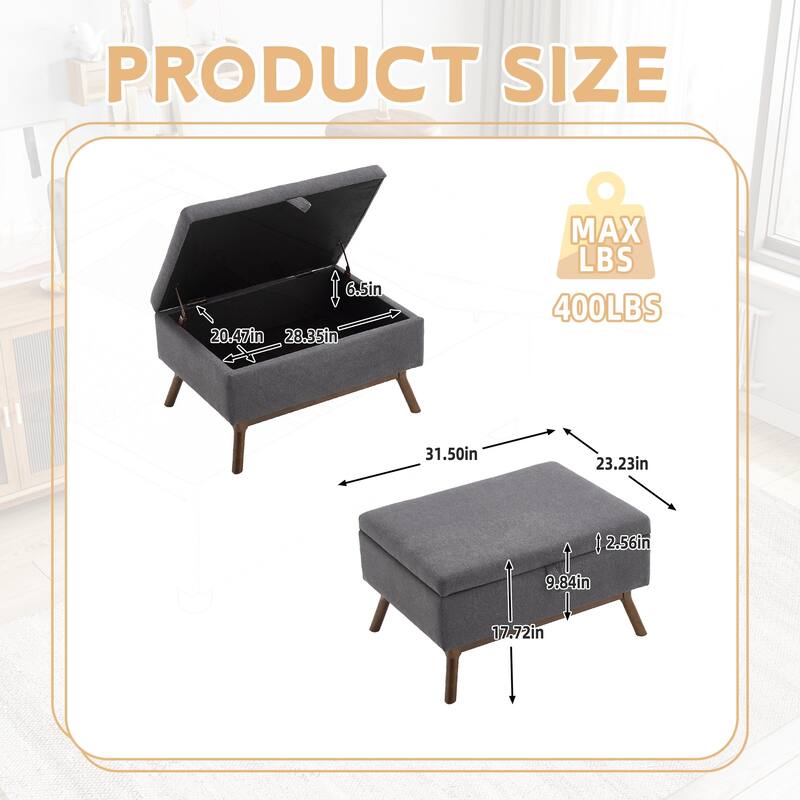 Versatile Mid-century Modern Storage Ottoman for Various Rooms and Purposes