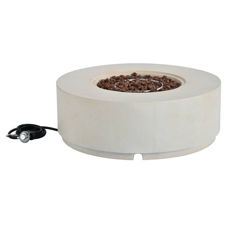 38.2" Round Outdoor Propane Fire Pit, Outside Fire Pit Table with 50000 BTU, Steel Burner, Lava Rocks, Waterproof Cover