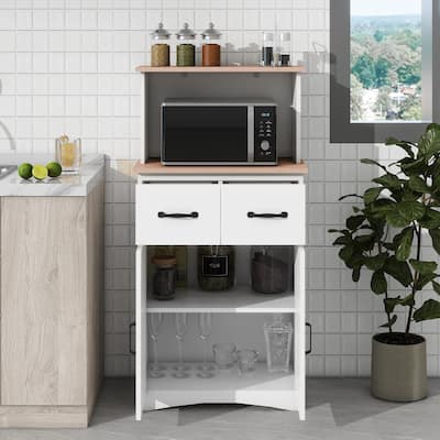 Wooden Kitchen Cabinet Pantry Storage Microwave Cabinet with Storage Drawer