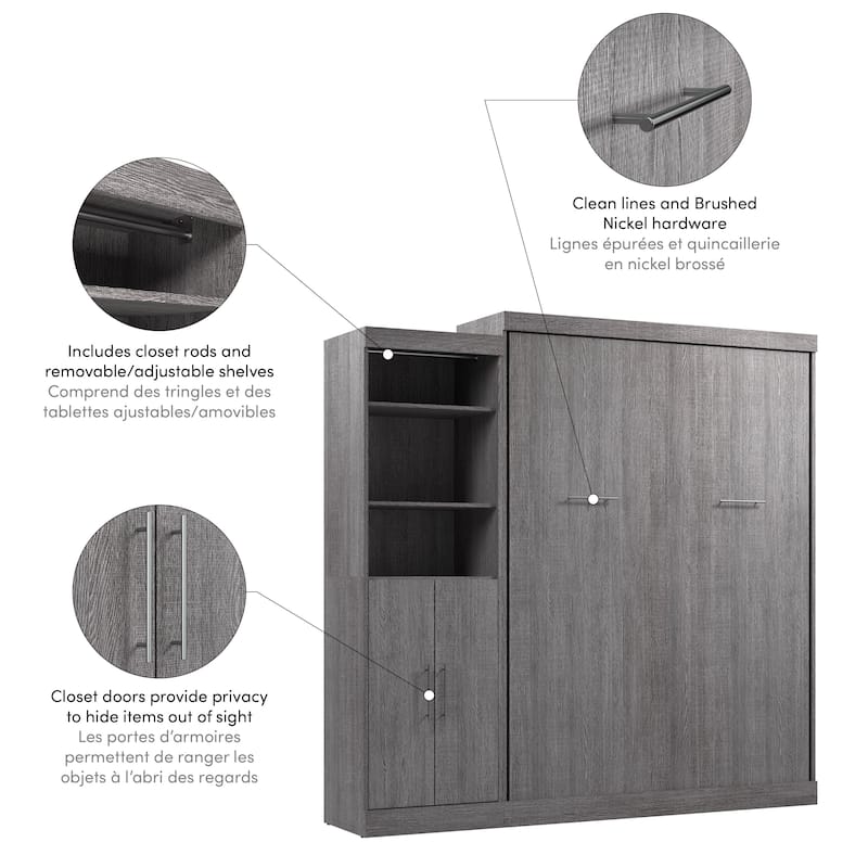 Nebula Queen Murphy Bed with Closet Organizer (90W) by Bestar