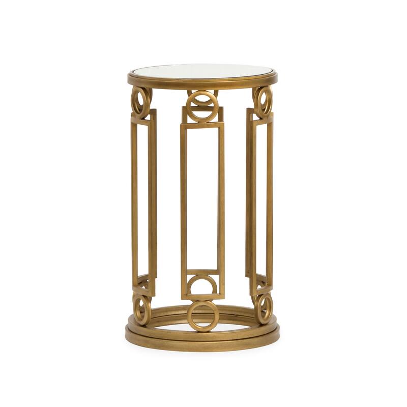 Magnussen Home Lorena Burnished Brass Round Accent Table - 14.5''W x 14.5''D x 25''H