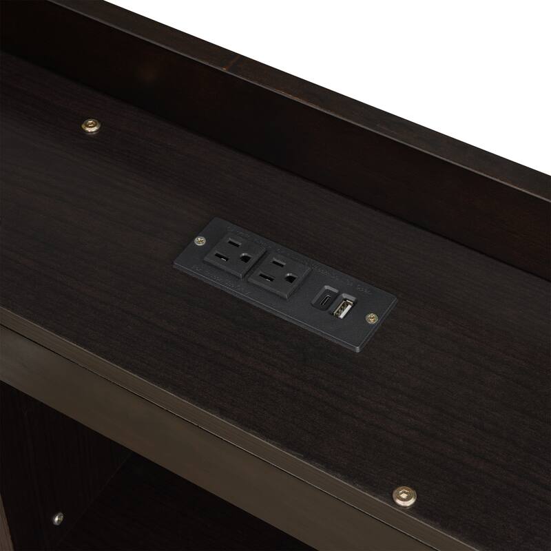 Twin Size Bookcass Bed w/ Power Outlets, USB Ports,2 Drawers,L-shaped
