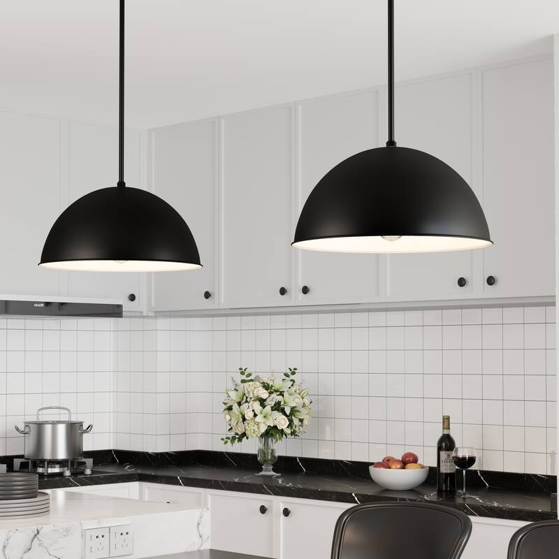 R Series 1-Light Cord Hung Wide Deep Bowl Satin Black - Satin Black