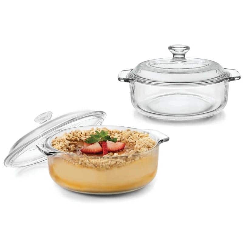 2-Piece 1-Quart Glass Casserole Dish Set with Lids Oven Safe Microwave Safe Bakeware