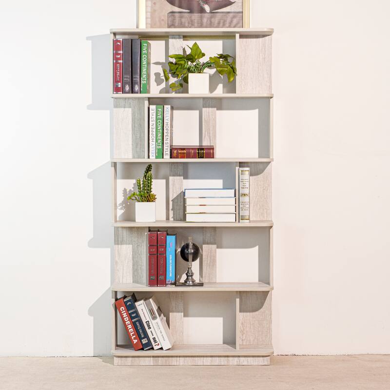 31.5"L X 64.56"H Free Combination Bookshelf Modern 5-Tier Open Storage Bookcase Mdf Wood Display Shelving, Media Storage Shelves