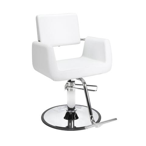 ARON Styling Chair A12 Pump Square Seat Wide Width Styling Chair, White - 25" (W) x 25" (L) x 26" (H)