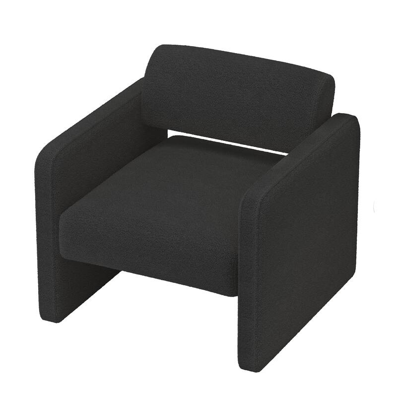 Modern 30.51" Upholstered Accent Chair with Open Back and Rubber Wood Frame for Living Room
